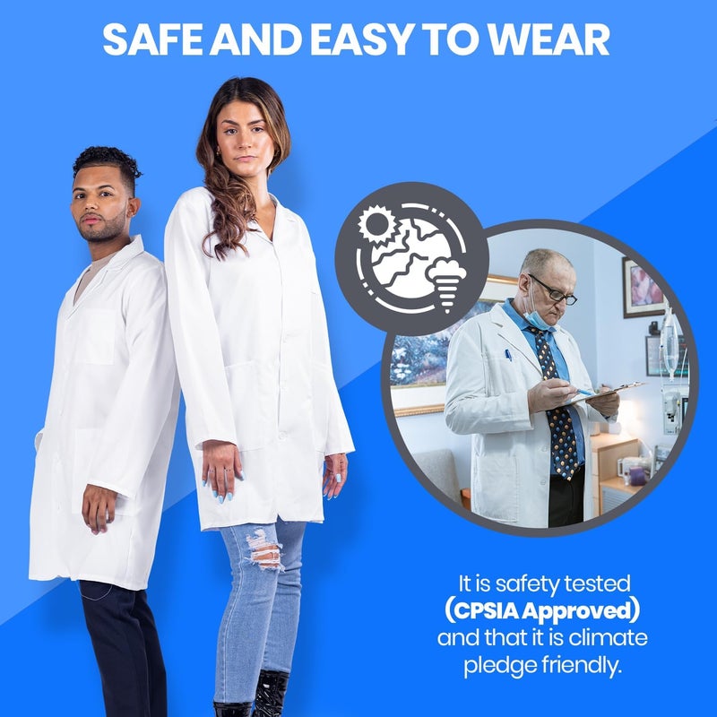 Dress Up America Unisex Lab Coat for Adults – Lightweight, Machine-Washable Costume with 3 Pockets – White - Image 4